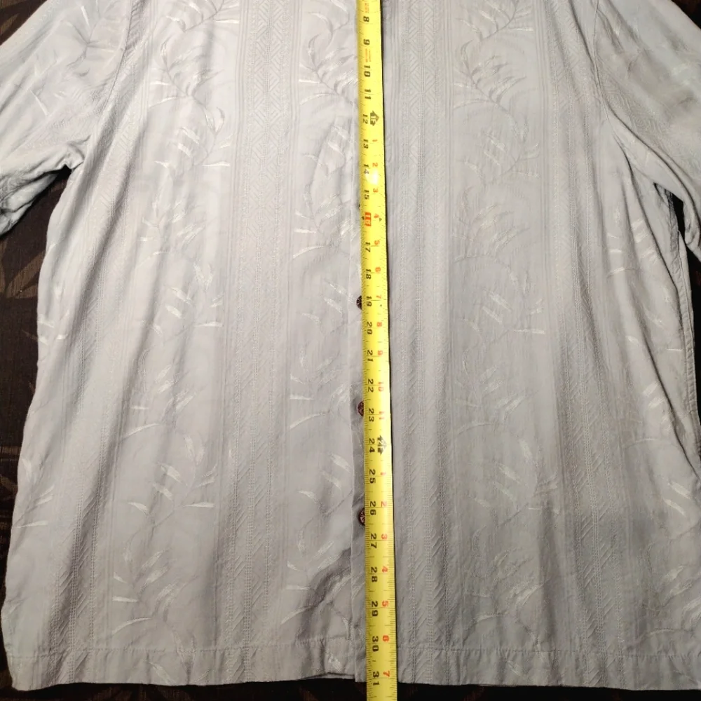 MEN'S Caribbean Silk Blend Palm Green Short Sleeve Button Down Shirt Lar… - Picture 8 of 9